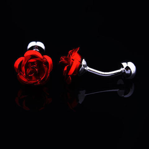 Spinki do mankietów czerwone róże - 1