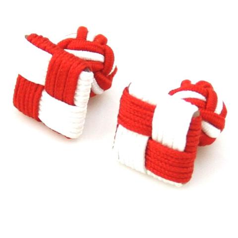 Spinki do mankietów elastyczne czerwony i biały