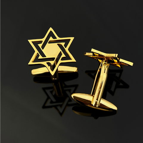 Złote spinki do mankietów z żydowską gwiazdą - 1