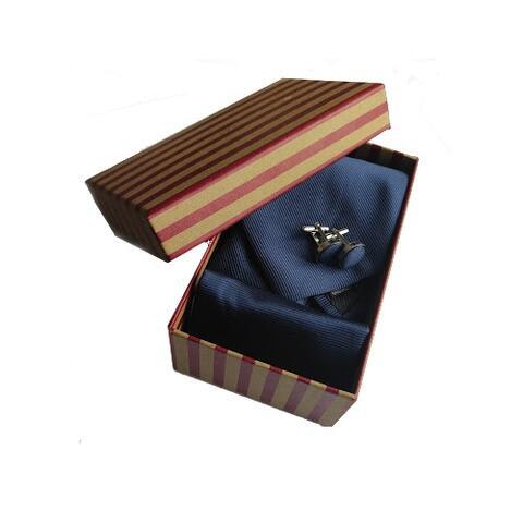 Pudełko na spinki do mankietów z krawatem i chusteczką - 2