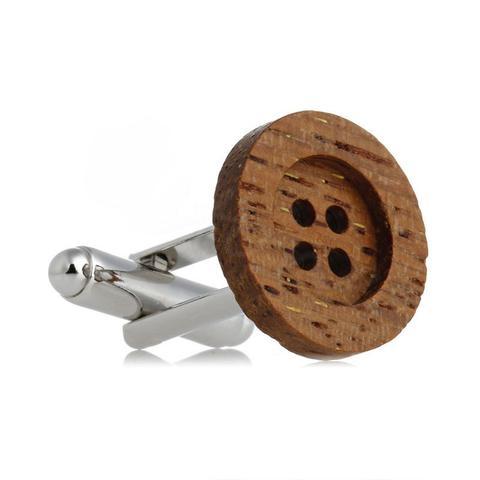 Spinki do mankietów przycisk drewniane - 4