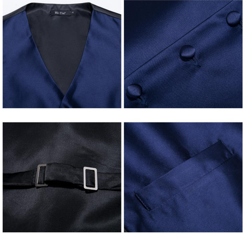 Niebieska kamizelka ze wzorem na garnitur z dodatkami - 4